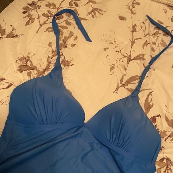 Bright Blue Halter Tankini Top - Picture 2 of 4